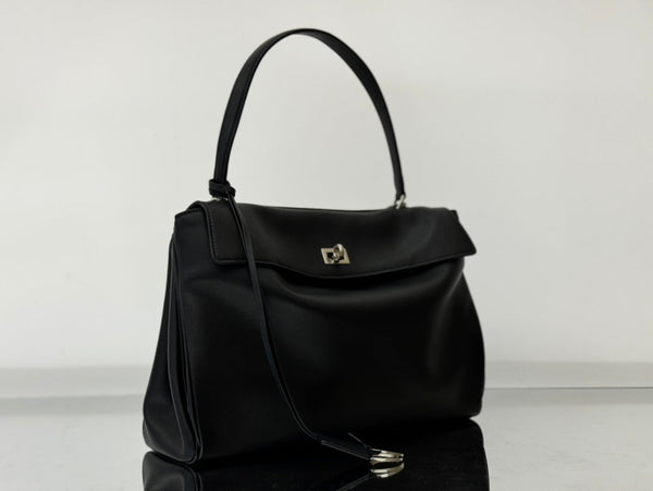 RODEO MEDIUM BAG 35 IN BLACK SMOOTH CALFSKIN SILVER HARDWARE