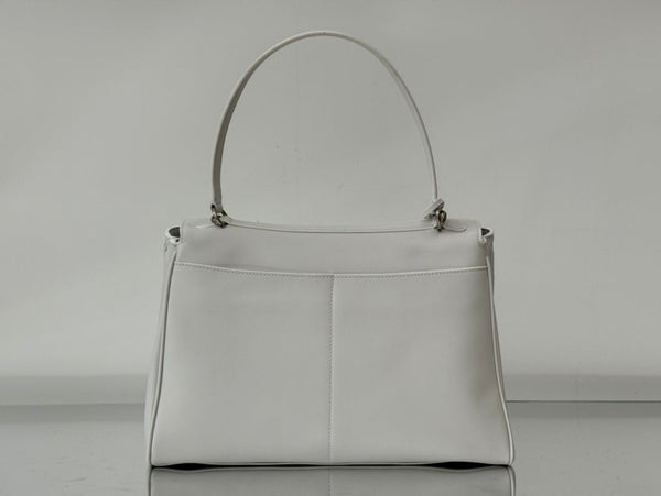 RODEO MEDIUM BAG 35 IN WHITE SMOOTH CALFSKIN SILVER HARDWARE