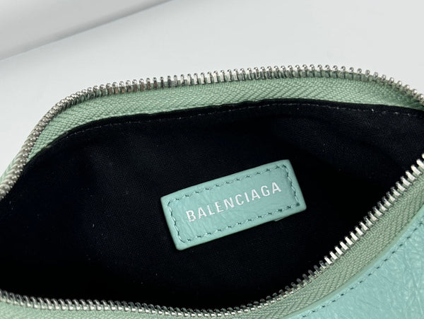 LE CAGOLE SMALL SHOULDER BAG 26 WITH RHINESTONES IN MINT GREEN LAMBSKIN