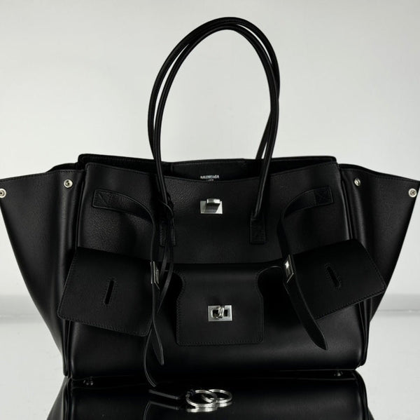 BEL AIR CARRY ALL BAG 29 IN BLACK NAPPA LAMBSKIN SILVER HARDWARE