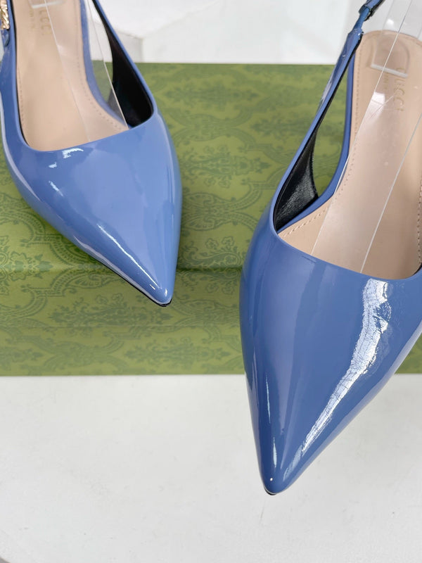 GG SIGNORIA 45 SLINGBACK PUMP CERULEAN LAMBSKIN