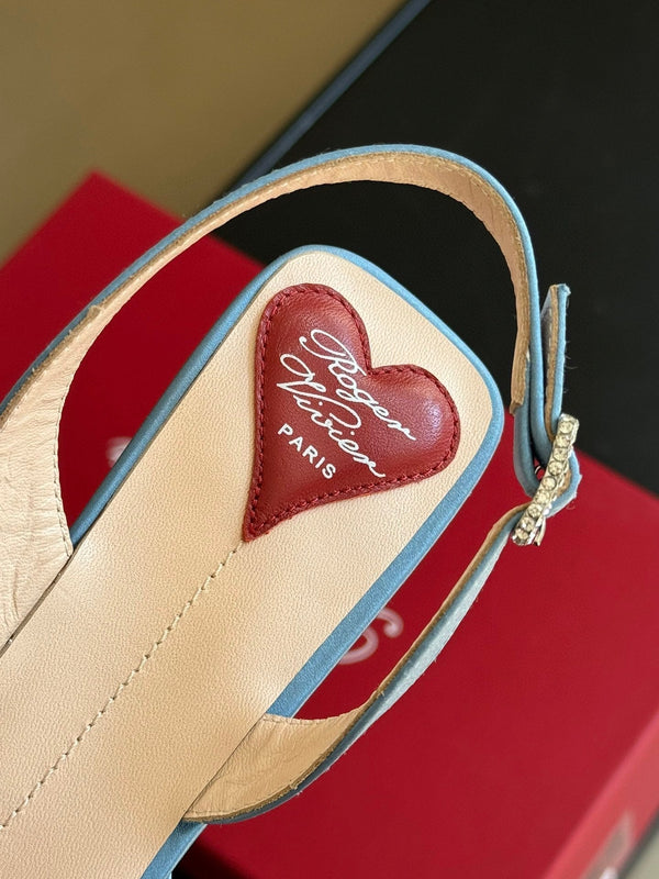 Viv Canard Slingback Pumps 55 in raso azzurro