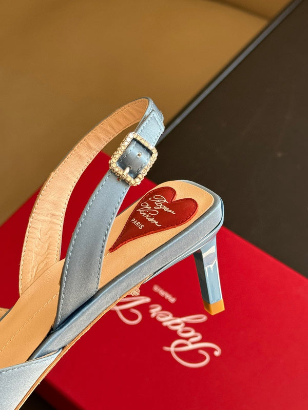 Viv Canard Slingback Pumps 55 in raso azzurro