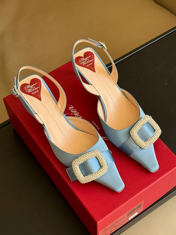 Viv Canard Slingback Pumps 55 in raso azzurro