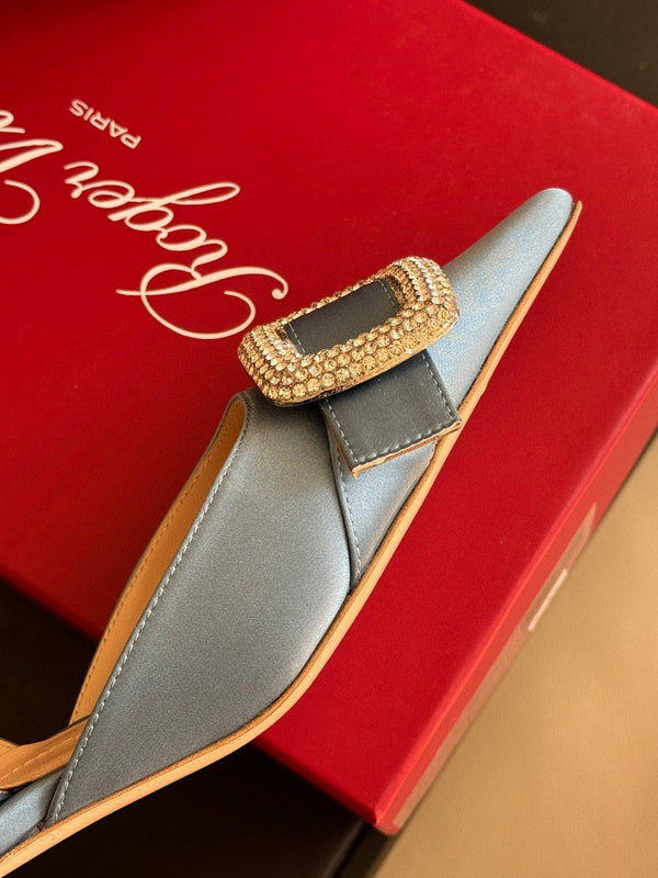 Viv Canard Slingback Pumps 55 in raso azzurro