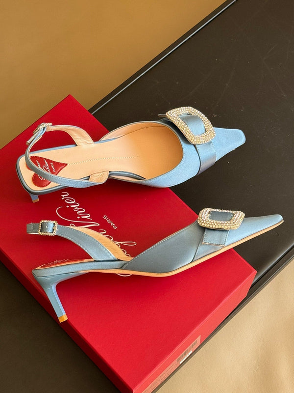 Viv Canard Slingback Pumps 55 in raso azzurro
