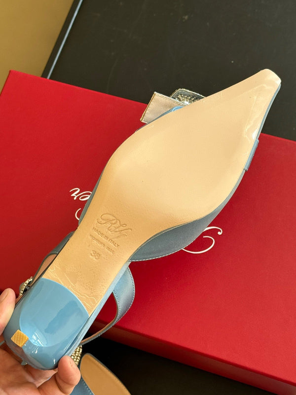 Viv Canard Slingback Pumps 55 in raso azzurro