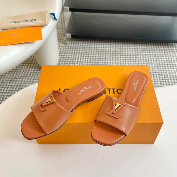 lv capri flat mule brown calfskin