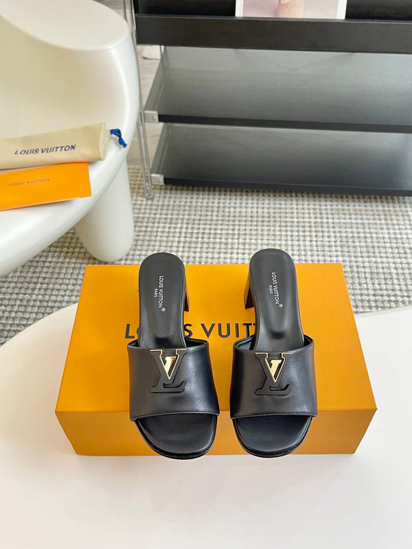 lv capri mule 45mm black calfskin