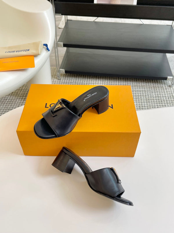 lv capri mule 45mm black calfskin