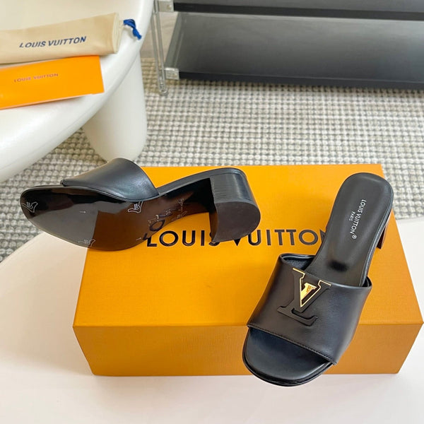 lv capri mule 45mm black calfskin