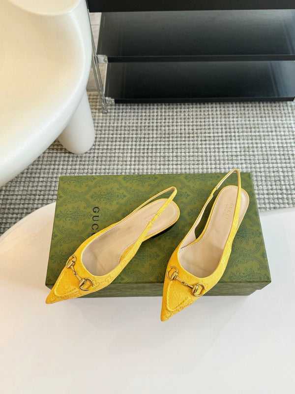 BALLERINA GG HORSEBIT SLINGBACK TELA LIMONE