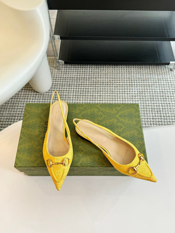 BALLERINA GG HORSEBIT SLINGBACK TELA LIMONE