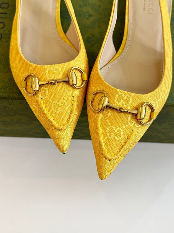 BALLERINA GG HORSEBIT SLINGBACK TELA LIMONE