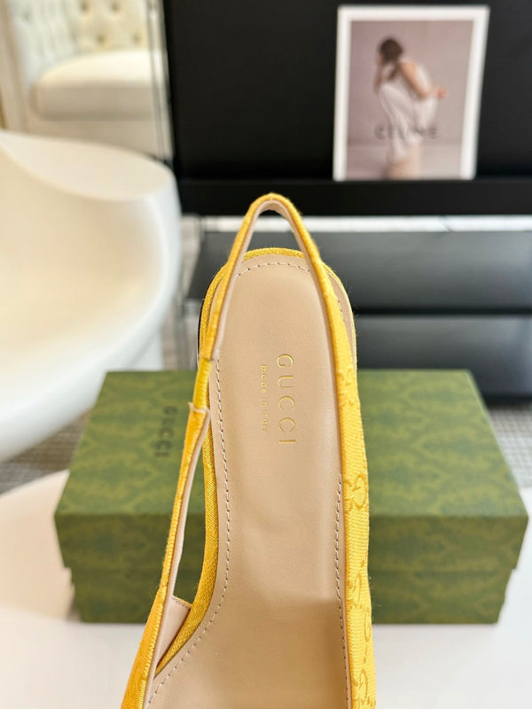 BALLERINA GG HORSEBIT SLINGBACK TELA LIMONE