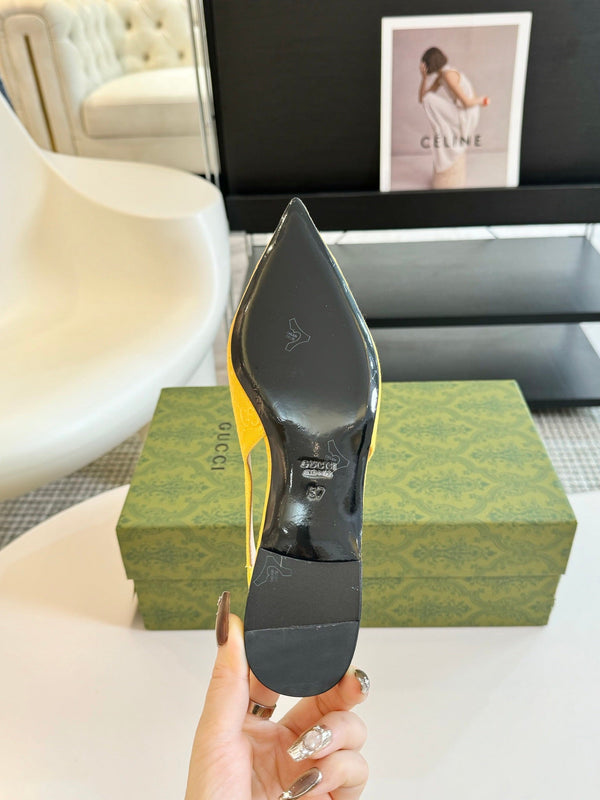 BALLERINA GG HORSEBIT SLINGBACK TELA LIMONE