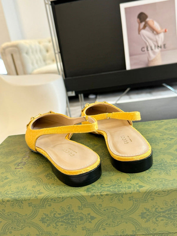 BALLERINA GG HORSEBIT SLINGBACK TELA LIMONE