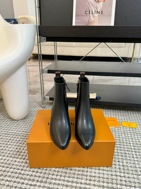 Stivaletti LV 60mm in pelle di vacchetta nera