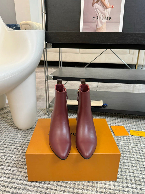 Stivaletti LV 60mm in pelle di vacchetta rosso vino
