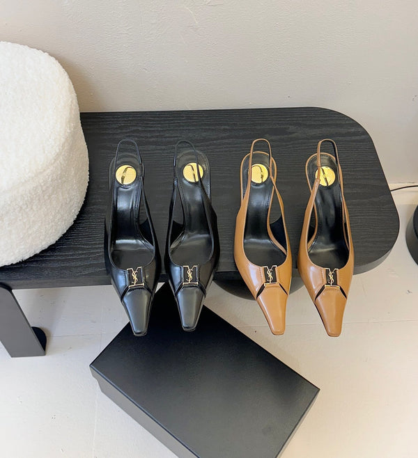 DÉCOLLETÉ BABYLONE BRETEUIL SLINGBACK 85 MM IN PELLE LISCIA NERA