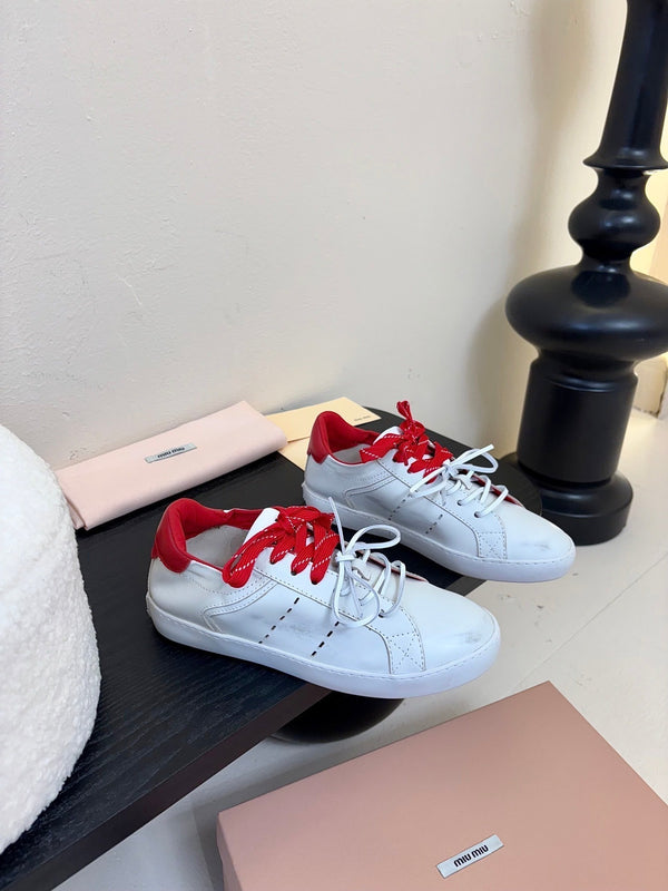 Miu 25C Sneakers Bianco Mix Pelle Rossa 235746