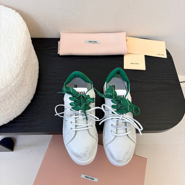 Miu 25C Sneakers White mix Green Leather 235747