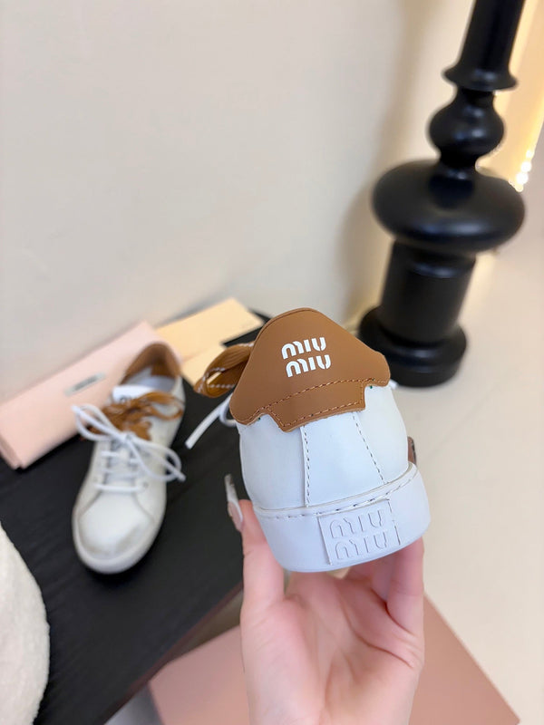 Miu 25C Sneakers White mix Brown Leather 235748