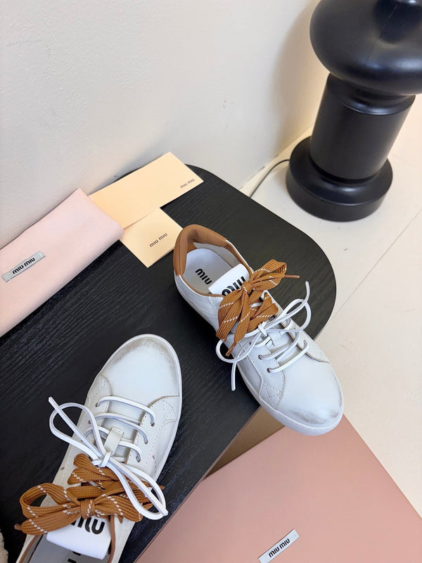 Miu 25C Sneakers White mix Brown Leather 235748