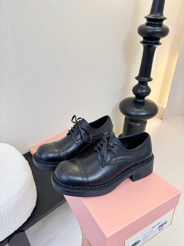 Miu 25C Chunky Oxfords Black Leathery 235811