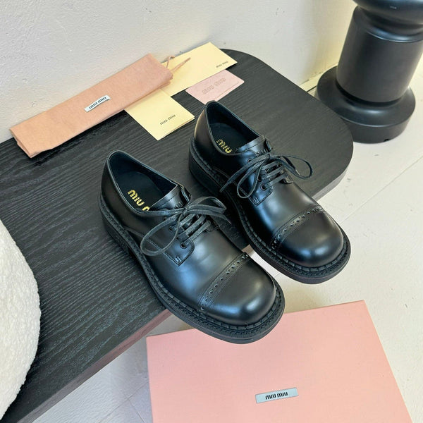 Miu 25C Chunky Oxfords Black Calfskin 235812