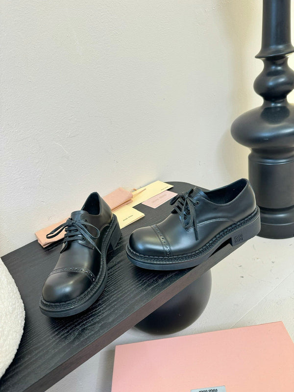 Miu 25C Chunky Oxfords Black Calfskin 235812
