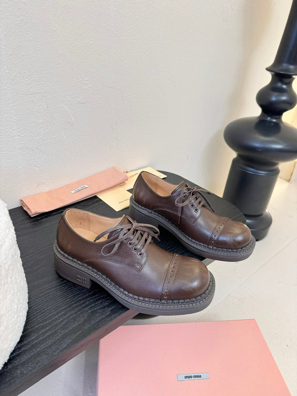 Miu 25C Chunky Oxfords Brown Calfskin 235813