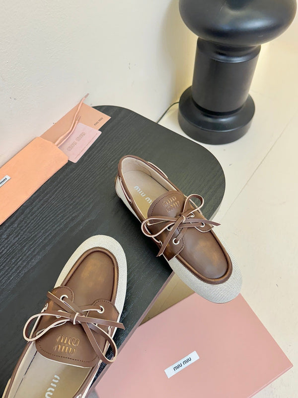 Miu 25C Loafers Brown Leather 235814