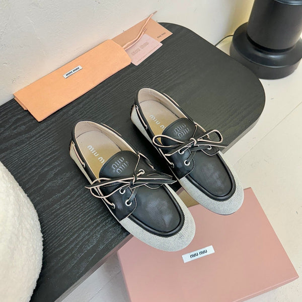 Miu 25C Loafers Black Leather 235815