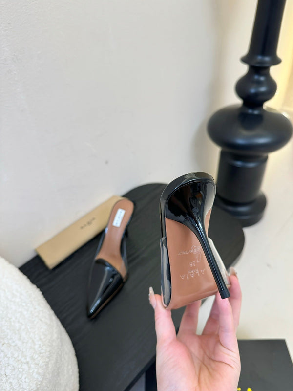 Alaia 25 Coeur Abstrait Mules Black Lambskin 297035