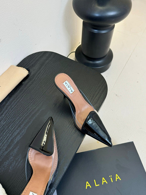 Alaia 25 Coeur Abstrait Mules Black Lambskin 297035