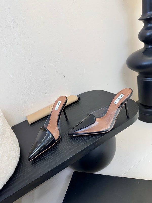 Alaia 25 Coeur Abstrait Mules Black Lambskin 297035