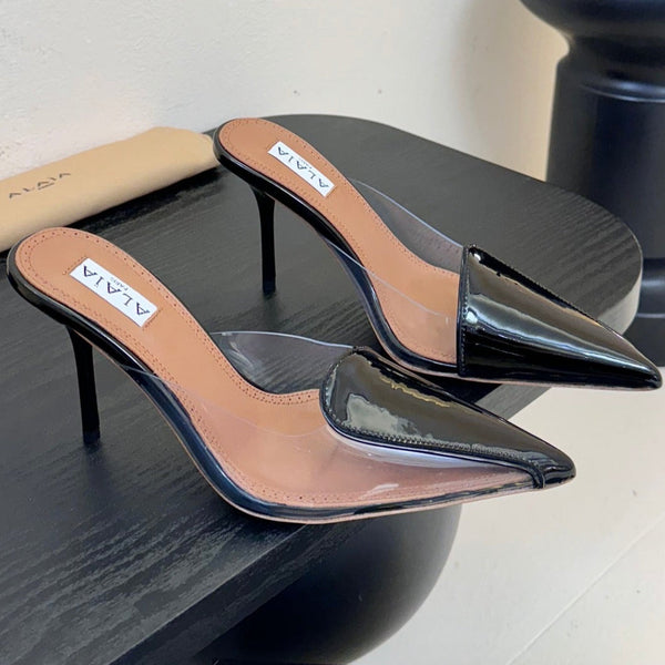 Alaia 25 Coeur Abstrait Mules Black Lambskin 297035