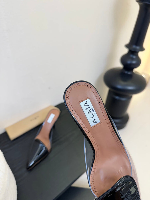 Alaia 25 Coeur Abstrait Mules Black Lambskin 297035