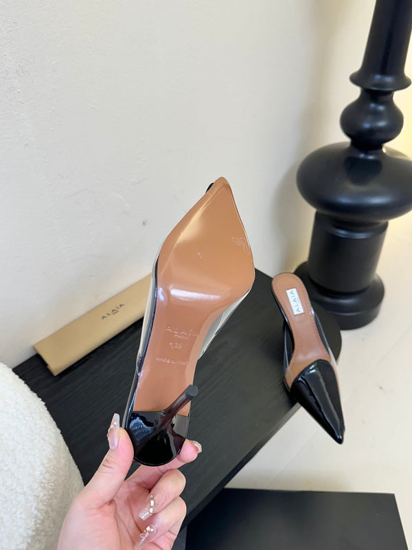 Alaia 25 Coeur Abstrait Mules Black Lambskin 297035