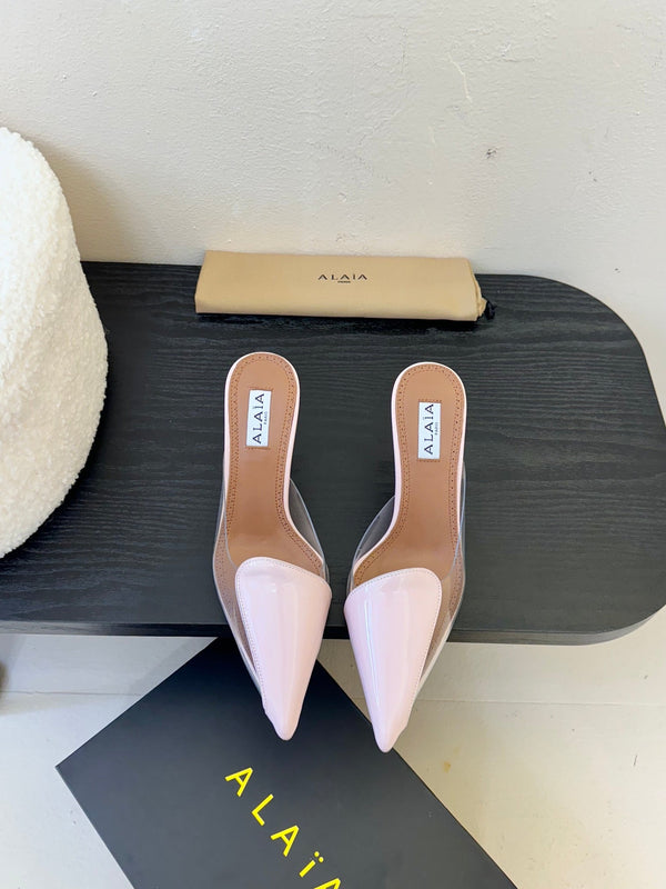 Alaia 25 Coeur Abstrait Mules Pink Lambskin 297036