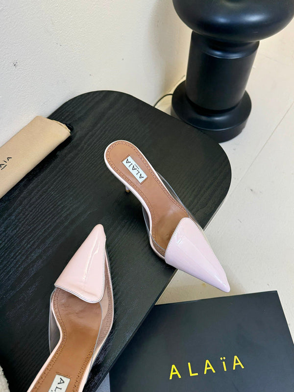 Alaia 25 Coeur Abstrait Mules Pink Lambskin 297036