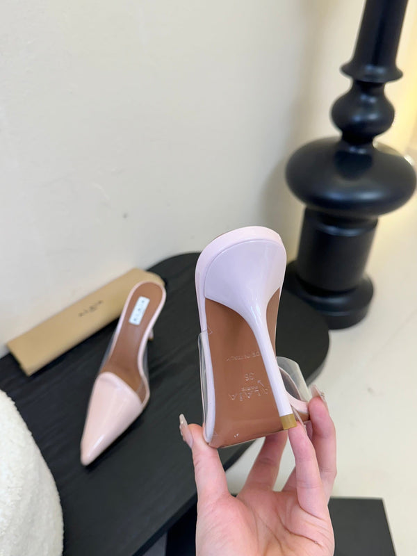 Alaia 25 Coeur Abstrait Mules Pink Lambskin 297036