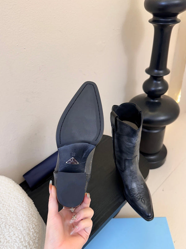 PRA short boots charcoal black leather 478573