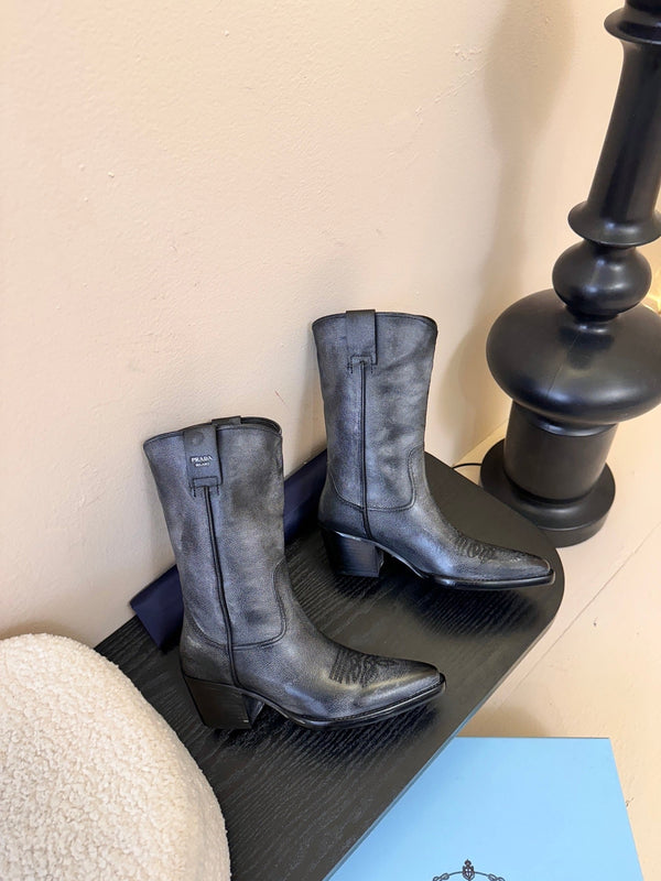 PRA short boots charcoal black leather 478573