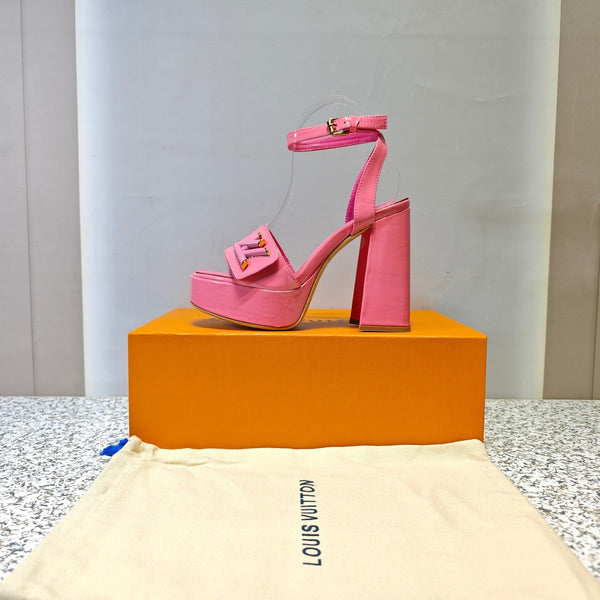 LV Shake Platform Sandal 110mm Pink Patent Leather 456136
