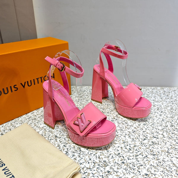 LV Shake Platform Sandal 110mm Pink Patent Leather 456136