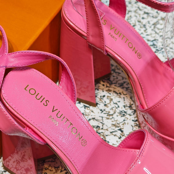 LV Shake Platform Sandal 110mm Pink Patent Leather 456136