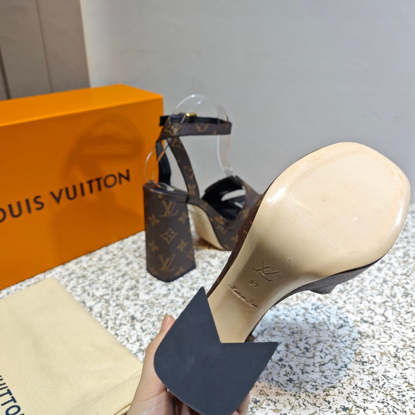 LV Shake Platform Sandal 110mm Brown Monogram Canvas 456142