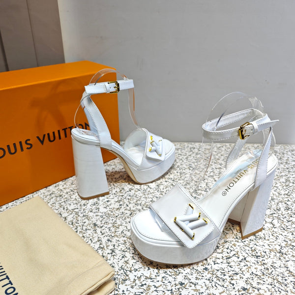 LV Shake Platform Sandal 110mm White Patent calf leather 456143